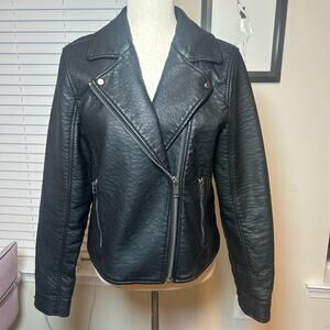 Abercrombie & Fitch Pleather Biker Style Jacket Size Large Lined Zippers